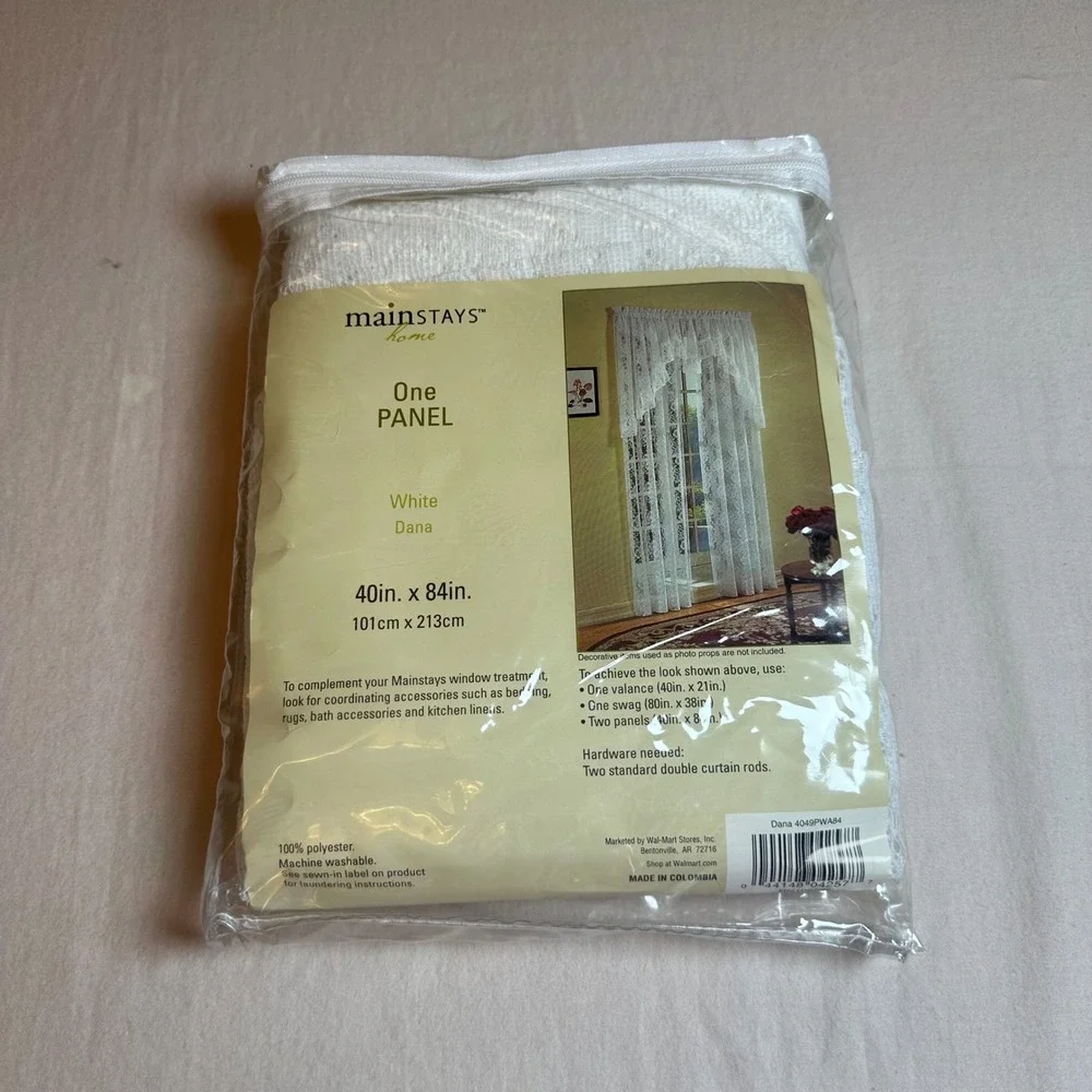 Mainstays Home Dana White Lace Curtain One Panel 40